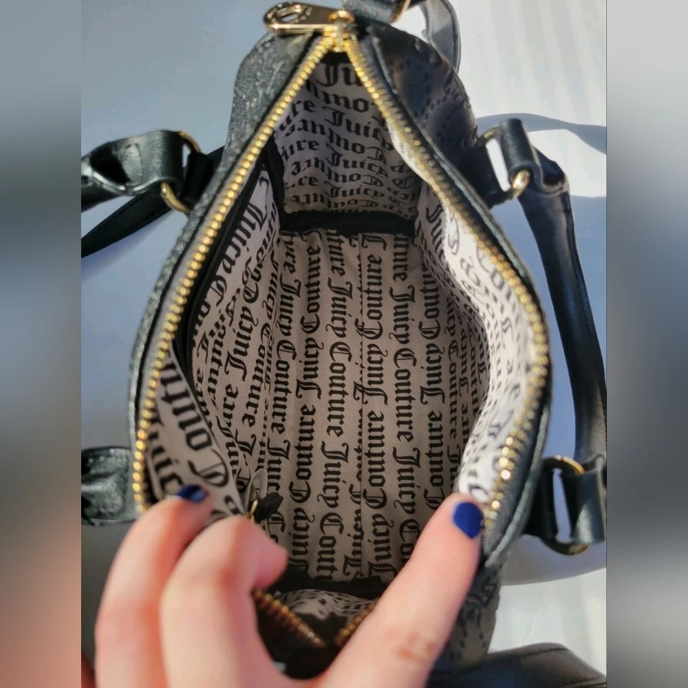 Juicy Couture Black Embossed Crossbody Handbag